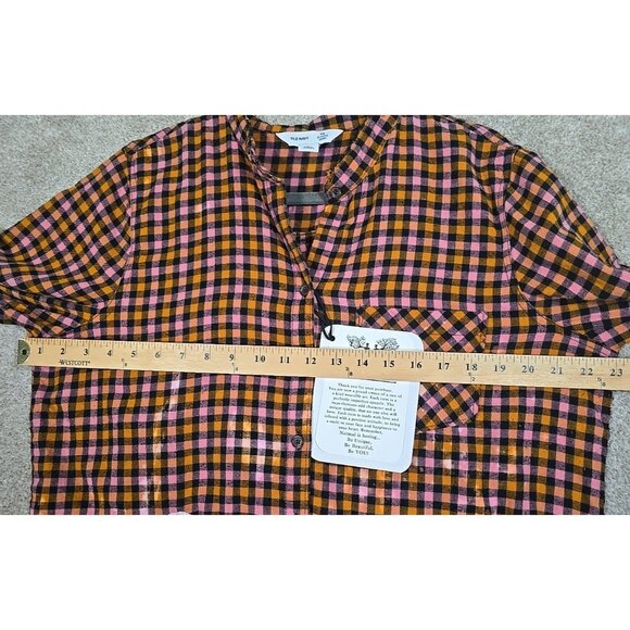 OOAK Upcycled Flannel Shacket Shirt Halloween Ghost Cat Moon Distressed Women XL - Picture 9 of 13